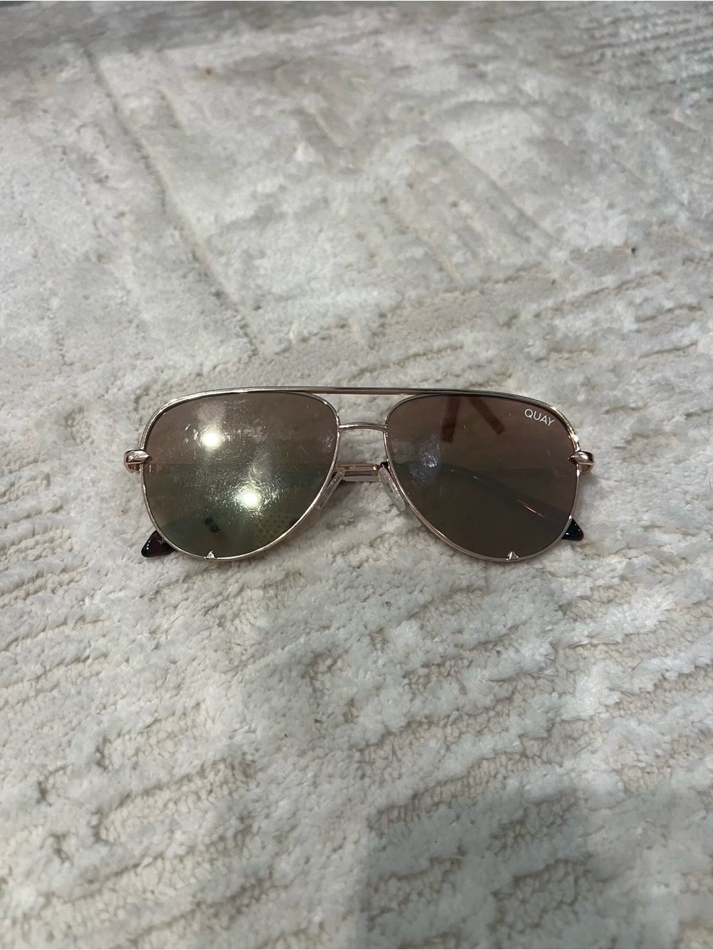Quay Australia Rose Gold Aviator Sunglasses with Brown Mirrored Lenses